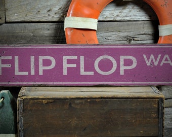 Flip Flop Schild, Flip Flop Wanddekor, Dekor Flip Flops, Strand Geschenk, Flip Flop Dekor, Küsten Dekor, rustikales handgemachtes Holzschild Dekor