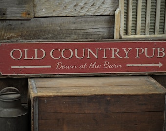 Country Pub Signs, Country Pub Decor, Sign For The Country Pub, Wooden Pub Sign Decor, Wood Decor- Rustic Hand Made Wooden Sign Decoration