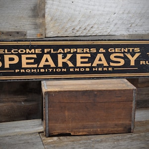 Speakeasy Bar Sign, Flappers And Gents, Welcome Sign, Prohibition Sign, Home Bar Sign, Wall Decor, Handmade Wooden Sign - Vintage Bar Decor