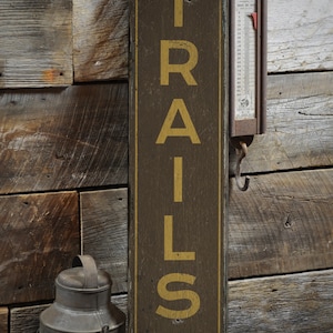 Trails Sign, Outdoor Hiking Trail Sign, Trail Decor, Wooden Sign, Bike Trail, Outdoors Lover, Wildlife, Rustic Handmade Wood Sign Decor