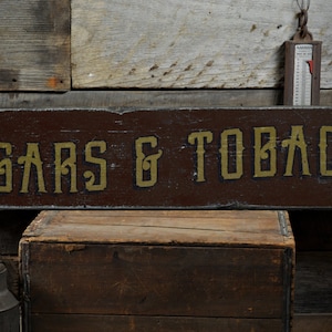 Cigars & Tobacco Wood Sign, Personalized Cigar Lover Gift, Custom Smoker Man Cave Decor - Rustic Hand Made Vintage Wooden Sign Decorations