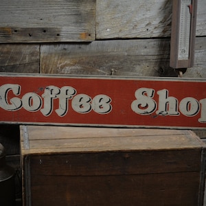 Letrero de cafetería desgastado, regalo de café, decoración para amantes del café: letreros decorativos de madera vintage, rústicos y primitivos, hechos a mano.