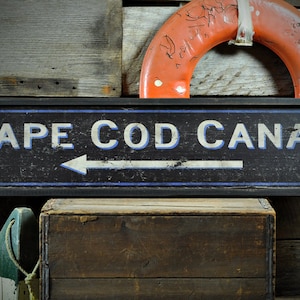Custom Cape Cod Canal Arrow Sign - Rustic Hand Made Vintage Wooden Sign Decoration