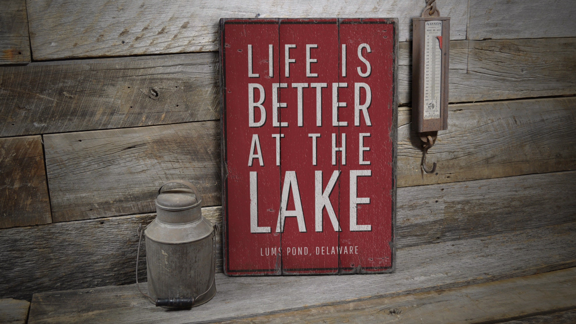 Life Better At The Lake Sign, Wooden Lake Sign, Vintage Lake Decor, Wood Lake Gift, Wood Sign - Rustic Hand Made Vintage Wooden Decor