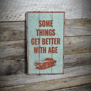 Classic Car Garage Schild, Retro-Auto-Dekor, Vintage-Auto-Liebhaber, Dads Garage Wanddekor, GM Garage, Weathered Style Schild - handgefertigtes Holzschild