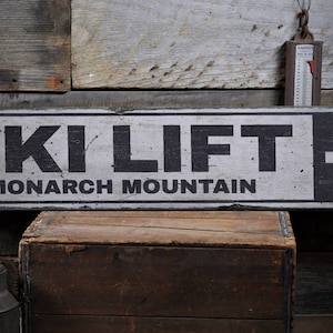 Ski Lift Sign, Custom Ski Lift Sign, Ski Sign Decor, Ski House Decor, Ski Lodge Decor, Ski Lift Arrow, HandMade Vintage Wood Sign