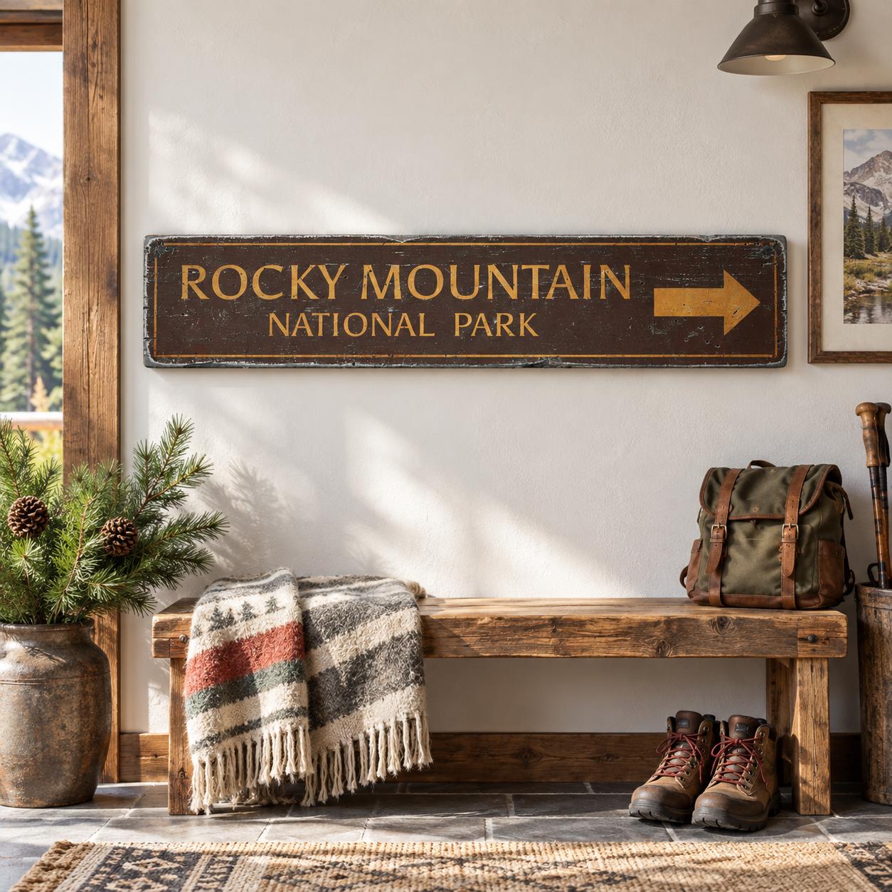 Rocky Mountain Woods Colorado 丸太　切株　小物入 Rocky Mountain National Park Sign, Colorado Cabin Decor, Rustic