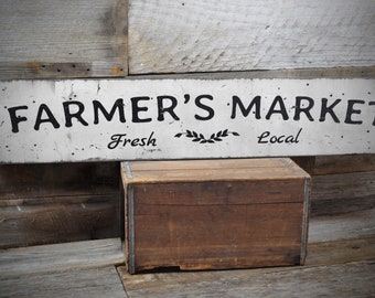 Bord boerenmarkt, decor boerderij, decor landelijke markt, vers lokaal bord, boerderijkeuken, boerencadeau - rustiek handgemaakt houten bord