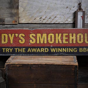 Award Winning BBQ Sign, Custom Smokehouse Sign, Gift for Dad Smokehouse Decor, BBQ Decor, Rustic HandMade Vintage Wooden Sign Decorations