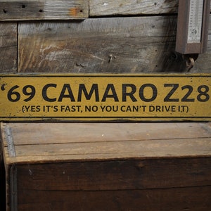 69 Camaro Z28 Sign, Wooden Chevy Camaro Sign, Wood Chevy Camaro Z28 Sign, Chevy Sign, Wooden Car Decor, Rustic Handmade Wood Sign Decoration