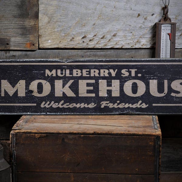 Placa de boas-vindas para defumador, placa de churrasco personalizada em madeira, presente para pai apaixonado por churrasco para decoração de defumador, placa de madeira rústica vintage feita à mão