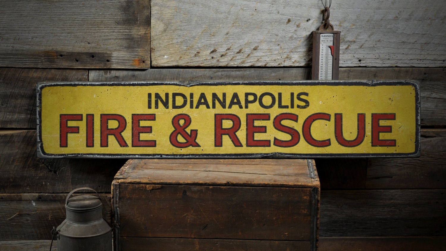 Fire & Rescue Wood Sign, Personalized Fire Station Location Name City ...