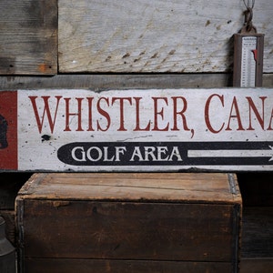 Golfer Gift, Custom Golf Sign, Rustic Golf Sign, Golf Wall Decor, Golfer Sign, Whistler Canada - Rustic Hand Made Distressed Wood Decor