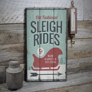 Santa Sleigh Rides, Sleigh Rides Decor, Christmas Sign, Santa Lover Decor, Wooden Sale Decor, Wooden Wall Decor - Wooden Old Sign