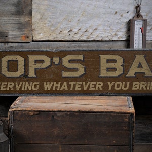 Custom Bar Sign, Dad&#39;s Bar Sign, Pop&#39;s Bar Sign, Gift For Dad, Dad Gift, Dad Bar Gift, Dad Bar - Rustic Hand Made Distressed Wood Decoration