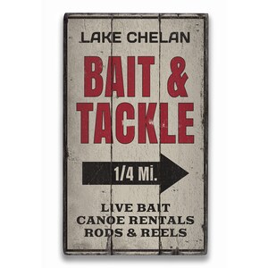 Bait and Tackle Sign, Bait Shop Sign, Wooden Lake Shop Decor, Old Wood ...