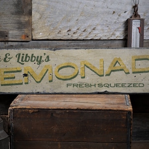 Lemonade Vintage Wood Sign, Custom Lemonade Sign, Fresh Squeezed Lemonade, Old Lemonade Stand Decor, Rustic Handmade Wood Sign For Lemonade