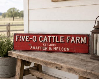 Cattle Farm Wood Sign | Personalized Farm Name Decor, Custom Established Ranch Sign, Barn Farmhouse Gift Decor