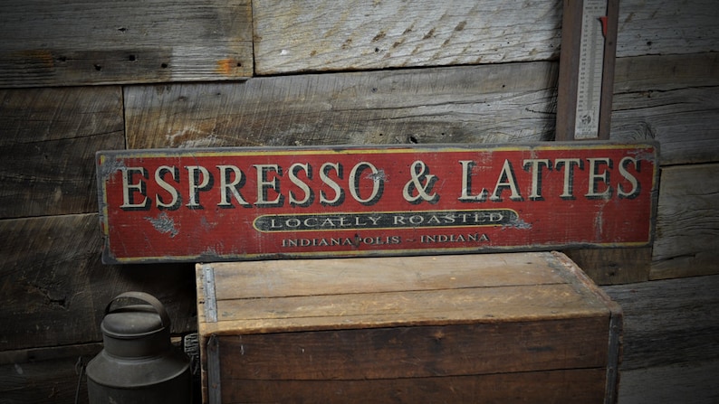 Custom Espresso & Latte Sign Rustic Hand Made Vintage Wooden - Etsy