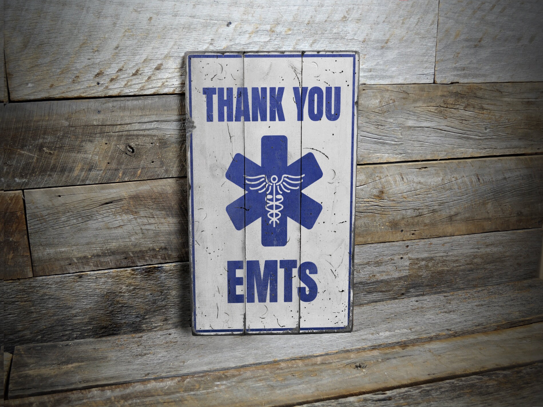Thank You EMTs Sign, EMT Appreciation, Thank You Gift, Paramedic Gift, EMT Gift, First Responders, Rustic EMTs Sign - Handmade Wooden Sign