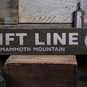 Ski Lift Wood Sign, Lift Line Sign, Custom Mountain Sign, Ski Arrow Decor, Ski Lover Gift, Ski Decor, HandMade Vintage Wood Sign Decorations