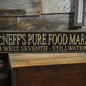 Personalized Business - Street Name & City, State Wood Sign, Wooden Sign Decoration - Rustic Hand Made Vintage Wooden Sign Decoration