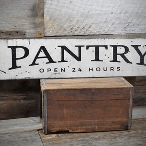 Pantry Sign, Pantry Door Sign, Open 24 Hours, Kitchen Sign, Rustic Pantry Decor, Farmhouse Pantry Sign, Pantry Gifts - Handmade Wooden Sign