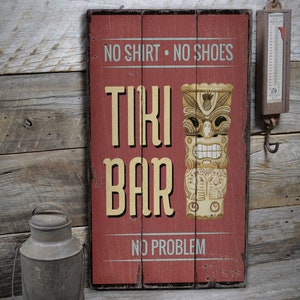 Tiki Bar Dekoschild, Tiki Man Bar, Tiki Bar Holzschild, Strandmarktschild, Holzverkaufsdekor, Holzhüttendekor - Alte Holzschilder Dekoration