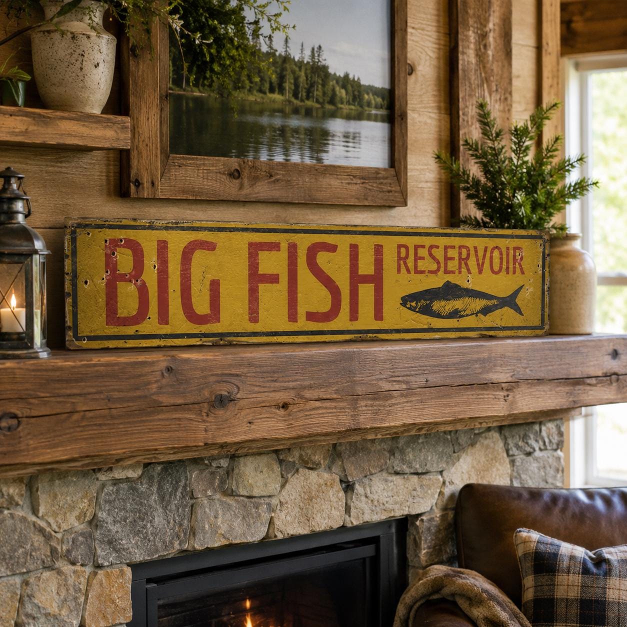Custom Fishing Wood Sign | Personalized Lake House Decor, Rustic