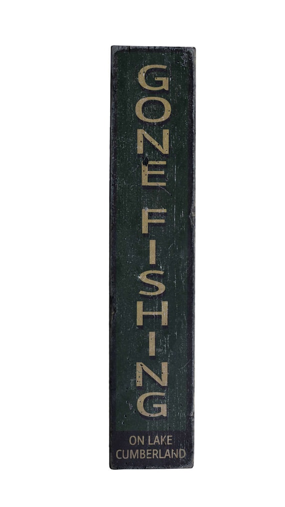 Gone Fishing Sign, Vertical Fishing Decor, Custom Wood Sign