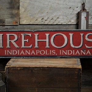 Firehouse Wood Sign, Custom Fire Station Location City State Firefighter Man Cave Decor - Rustic Hand Made Vintage Wooden Sign Decoration