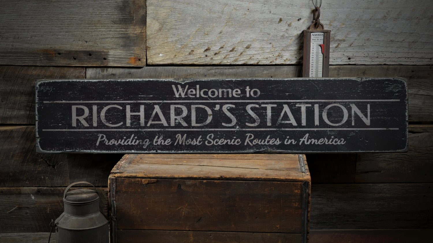 Welcome Train Station Wood Sign, Custom Conductor Name Gift