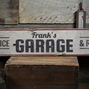Mechanic Name Garage Wood Sign, Personalized Service & Repair Car Lover Man Cave Decor - Rustic Hand Made Vintage Wooden Sign Decor