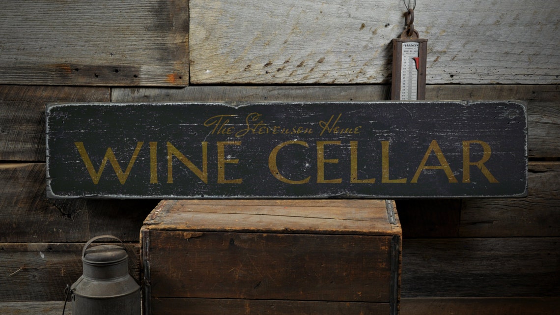 Wine Cellar Wood Sign Personalized Family Name Home Decor Etsy