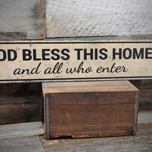 God Bless This Home And All Who Enter Sign, Welcome Sign, Religious Sign, Housewarming Gift, Christian Gifts - Rustic Handmade Wooden Sign