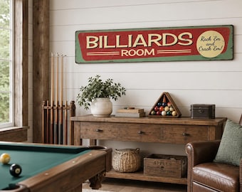 Panneau de salle de billard | Panneau en bois pour table de billard, décoration vintage pour salle de jeux, panneau rustique pour bar de sous-sol, cadeau pour joueur de billard