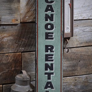 Canoe Rental Sign, Vertical Canoe Sign, Custom Wood Sign for Lake House Decor, Canoe Gift, Rustic HandMade Vintage Wooden Sign