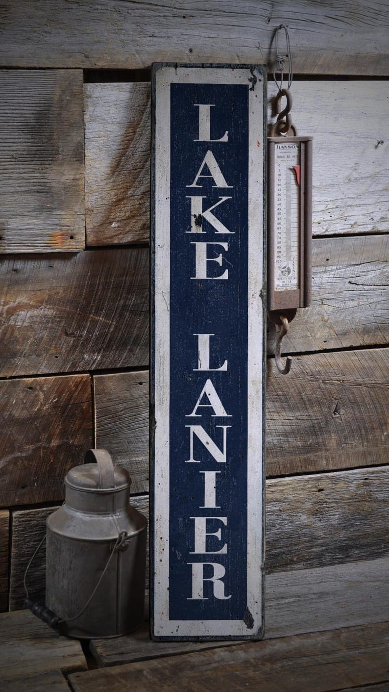 Vertical Lake Sign, Custom Lake Sign, Lake Sign Wood, Lake Sign Wooden, Rustic Lake Sign, Lake Sign Rustic Hand Made Wooden Sign Decor image 1