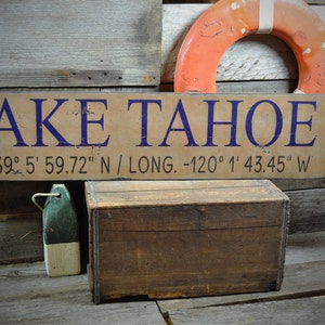 Custom Lake Tahoe Sign, Lake Owners Sign, Lake Tahoe Decoration, Lake Sign Gifts - Primitive Rustic Hand Made Vintage Wooden Decoration