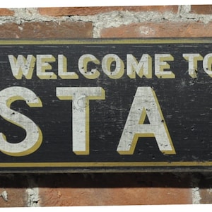 Welcome to City Sign, Beach Sign, Beach Decor, Beach Gift, Beach Lover, Coastal Decor, Rustic Hand Made Vintage Wooden Sign Decor