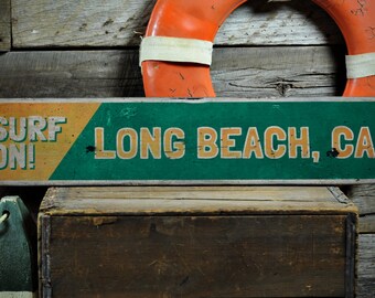 Placa de surfista, placa de praia personalizada, decoração de surfe, decoração costeira, presente de surfista, placa de surfe - decorações rústicas de madeira vintage feitas à mão