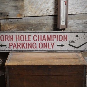 Corn Hole Champ Sign, Corn Hole Wooden Sign, Old Sign, Corn Hole Gift, Game Sign, Game Room Decor, Rustic Handmade Wood Sign Decor