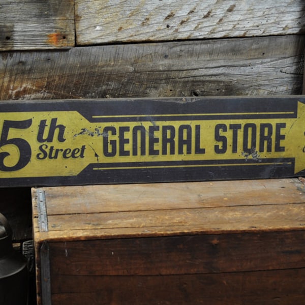 5th Street General Store, kundenspezifische hölzerne Ladenschilder - rustikale handgemachte Vintage Holzschilddekorationen