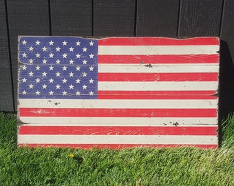 Amerikanische Flagge Holzschild, Vintage Flaggenschild, 4. Juli Zeichen, amerikanische Flagge Dekor, rustikale amerikanische Flagge Geschenk, handgemachtes Holzschild