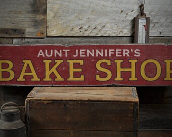 Personalized Bake Shop Wood Sign, Rustic Kitchen Decor
