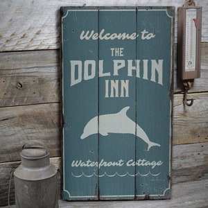 The Dolphin Inn Sign, Dolphin Inn Sign, Dolphin Lady, Beach Market Sign, Wood Sales Decor, Wood Lodge Decor - Wooden Old Signs Decor