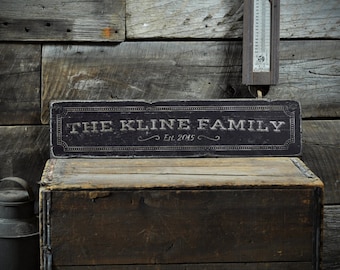 Rustic Family Name Sign, Personalized Wedding Gift
