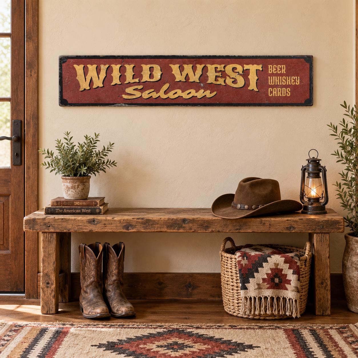 Wild West Saloon Sign, Cowboy Bar Decor, Rustic Saloon Decor