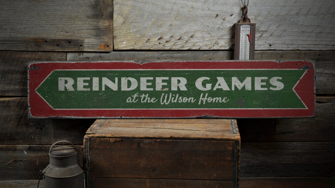 Reindeer Games Wood Sign Personalized Family Last Name Home - Etsy