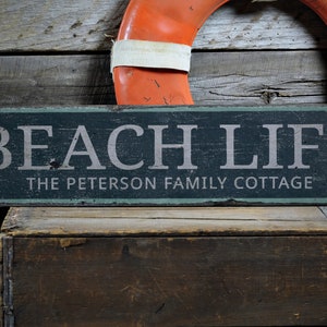 Beach Life Decor, Holz Strand Zeichen, Benutzerdefinierte Familie Cottage Zeichen, Beach Cottage Decor, Beach Life Zeichen, handgemachte Vintage Holzschild Dekoration